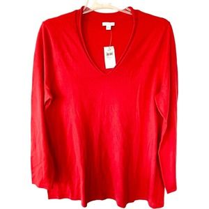 NWT J. Jill Salmon Tone Merino V Neck
